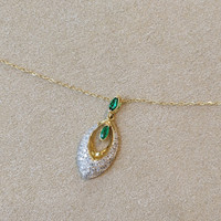 0.13 Ct. Emerald Natural Diamond Pave Pendant, 14K Yellow Gold Image