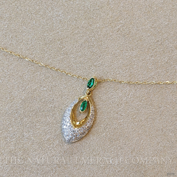0.13 Ct. Emerald Natural Diamond Pave Pendant, 14K Yellow Gold