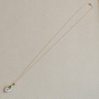 0.13 Ct. Emerald and Natural Diamond Pave Pendant, 14K Yellow Gold Image