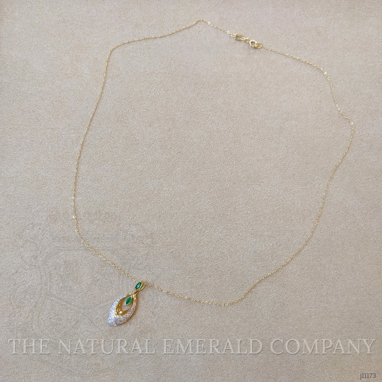 0.13 Ct. Emerald Natural Diamond Pave Pendant, 14K Yellow Gold