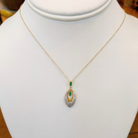 0.13 Ct. Emerald Natural Diamond Pave Pendant, 14K Yellow Gold Image