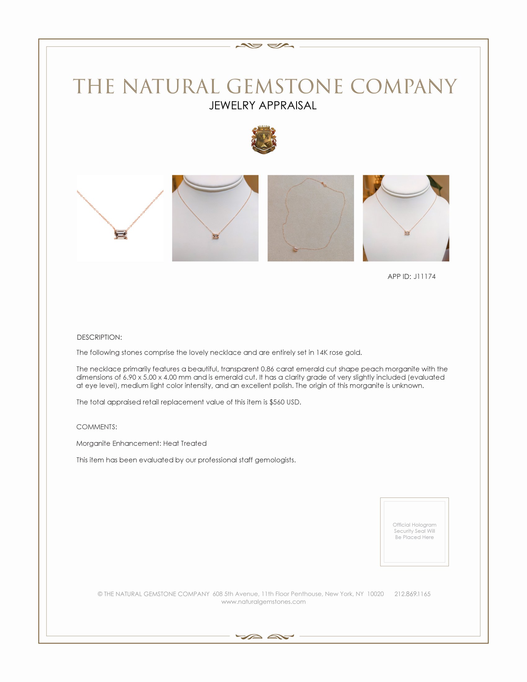 0.86 Ct. Morganite Accent Stones Necklace, 14K Rose Gold