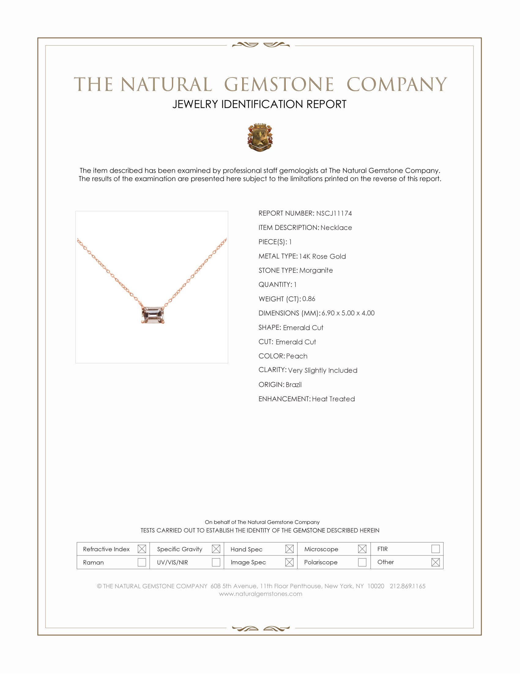 0.86 Ct. Peach Morganite Accent Stones Necklace, 14K Rose Gold