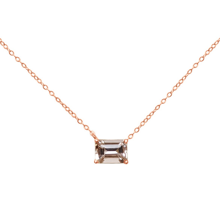 0.86 Ct. Morganite Accent Stones Necklace, 14K Rose Gold