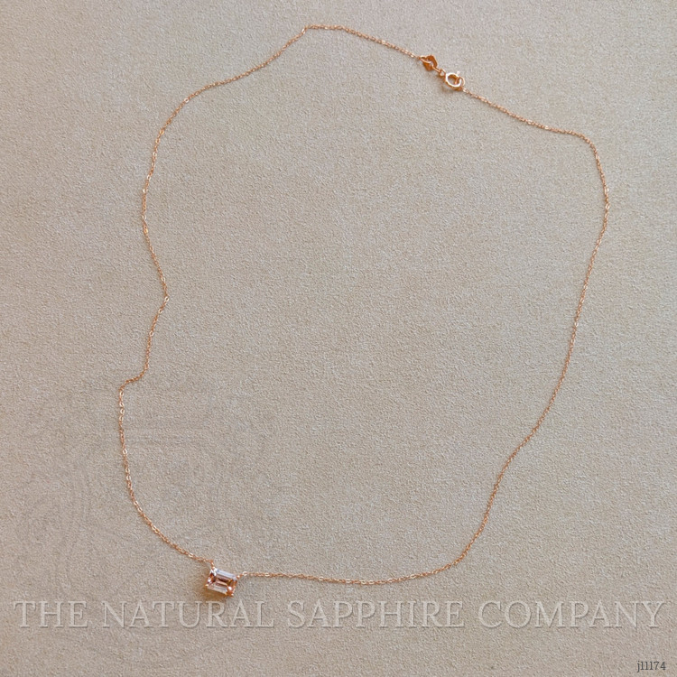 0.86 Ct. Morganite Accent Stones Necklace, 14K Rose Gold