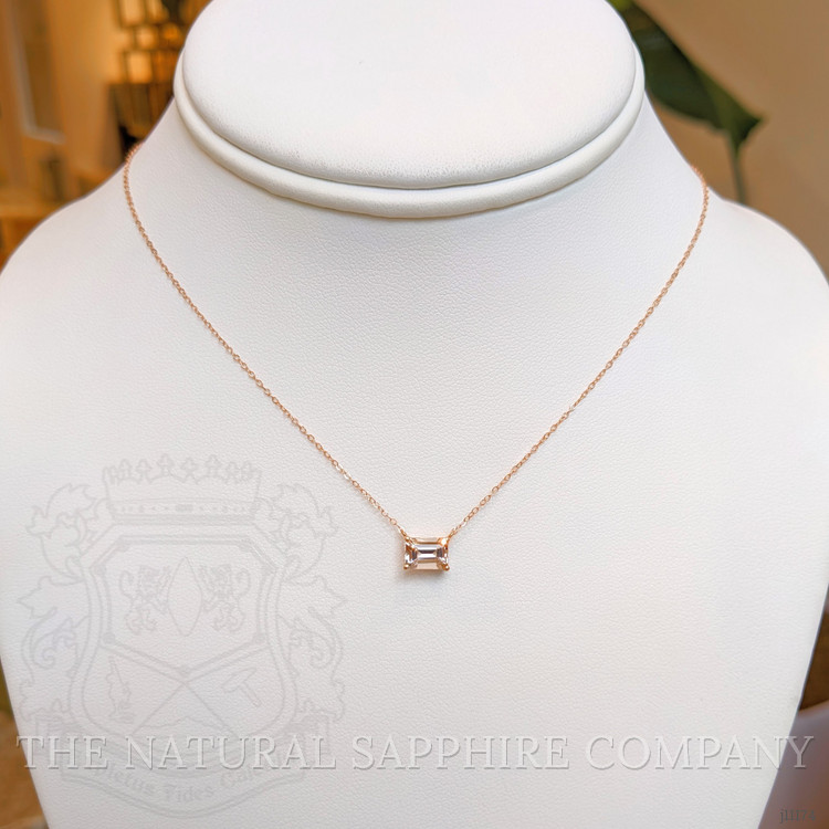 0.86 Ct. Morganite Accent Stones Necklace, 14K Rose Gold
