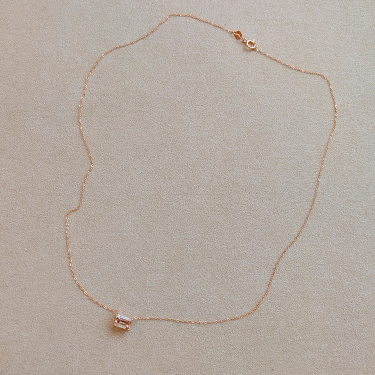 0.86 Ct. Morganite Accent Stones Necklace, 14K Rose Gold