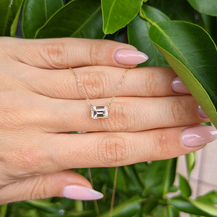 0.86 Ct. Morganite Accent Stones Necklace, 14K Rose Gold