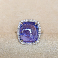 11.58 Ct. Tanzanite Natural Diamond Pave Ring, 14K White Gold Image