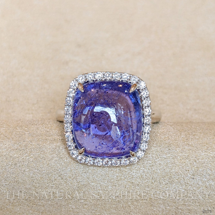 11.58 Ct. Tanzanite Natural Diamond Pave Ring, 14K White Gold