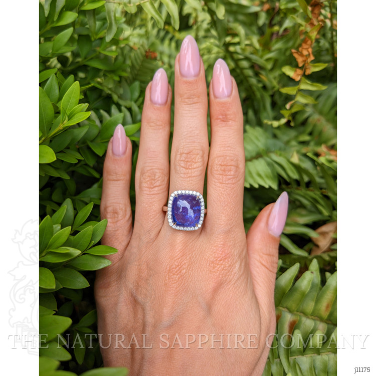 11.58 Ct. Tanzanite Natural Diamond Pave Ring, 14K White Gold