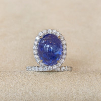 9.03 Ct. Tanzanite Natural Diamond Pave Ring, 14K White Gold Image