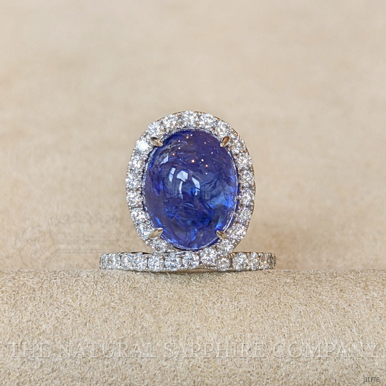 9.03 Ct. Tanzanite Natural Diamond Pave Ring, 14K White Gold
