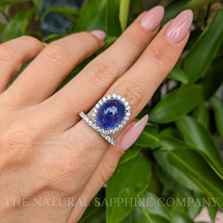 9.03 Ct. Tanzanite Natural Diamond Pave Ring, 14K White Gold
