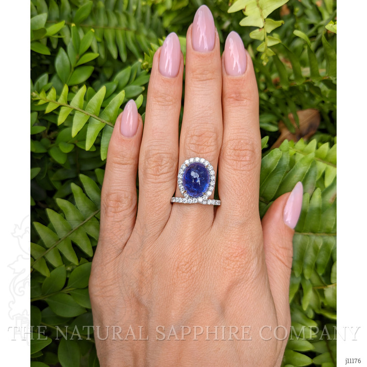 9.03 Ct. Tanzanite Natural Diamond Pave Ring, 14K White Gold