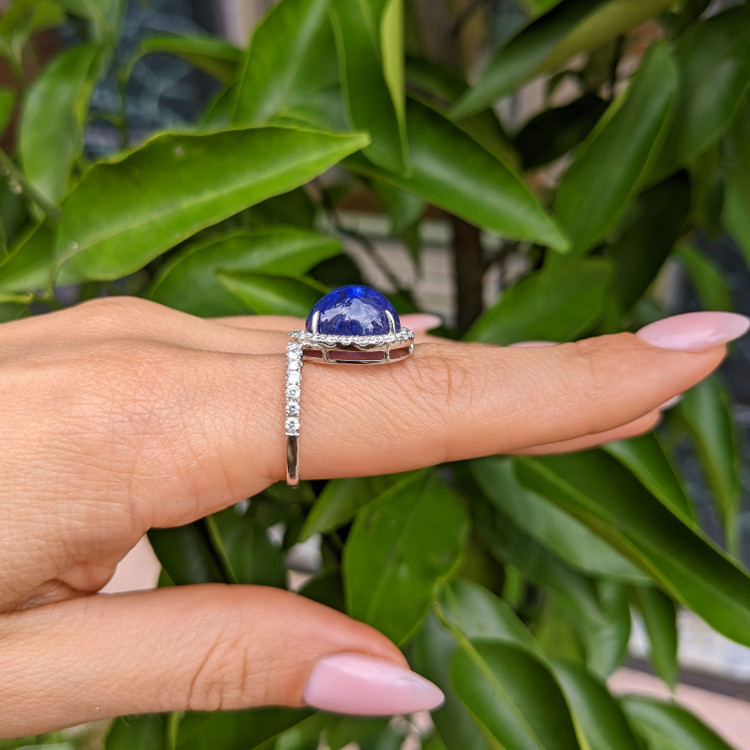 9.03 Ct. Tanzanite Natural Diamond Pave Ring, 14K White Gold