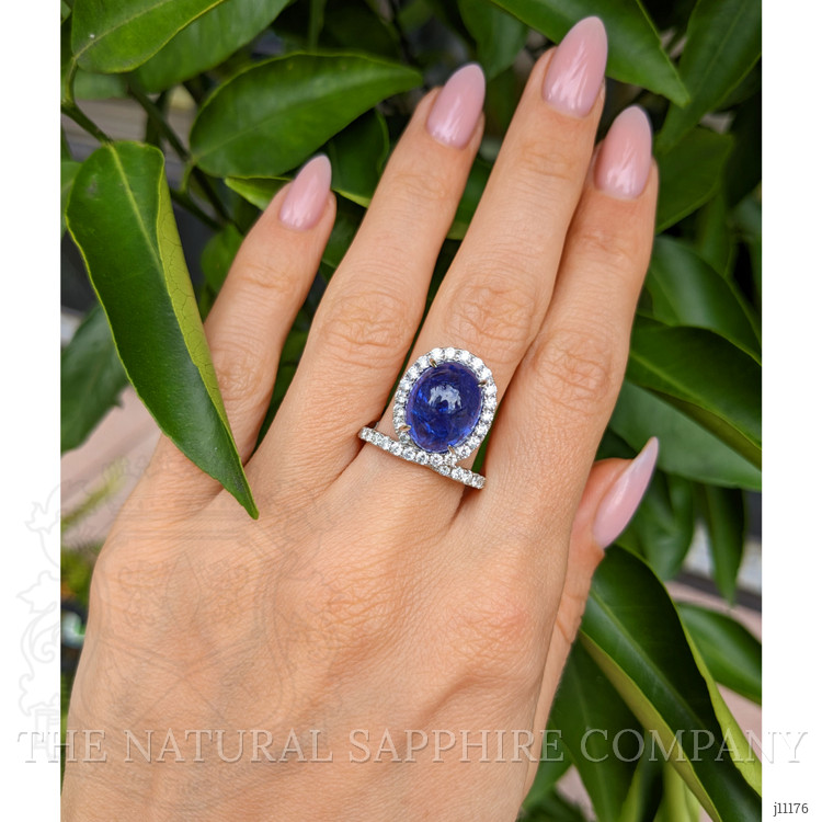 9.03 Ct. Tanzanite Natural Diamond Pave Ring, 14K White Gold