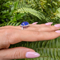 8.56 Ct. Tanzanite Natural Diamond Pave Ring, 14K White Gold Life Style