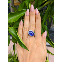 8.56 Ct. Tanzanite Natural Diamond Pave Ring, 14K White Gold Life Style