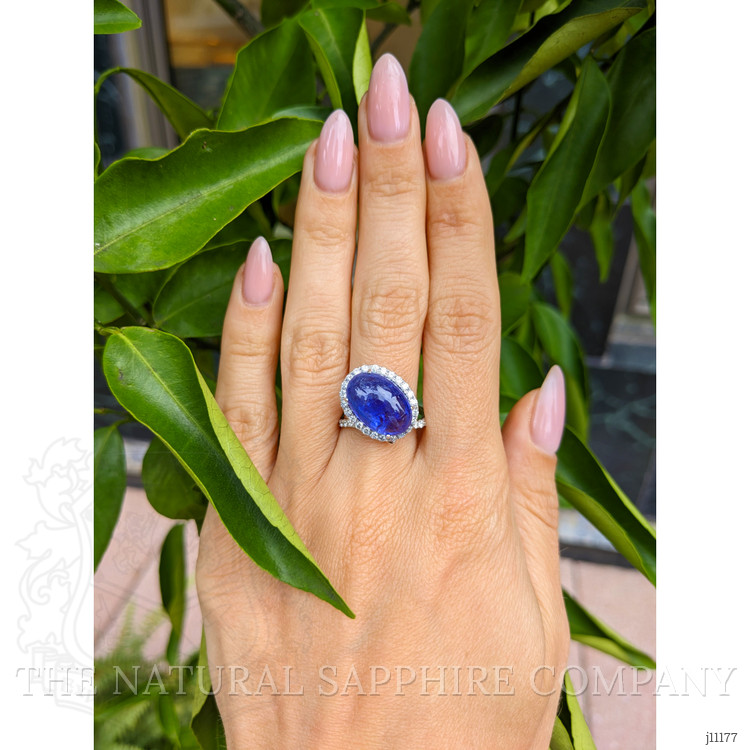 8.56 Ct. Tanzanite Natural Diamond Pave Ring, 14K White Gold