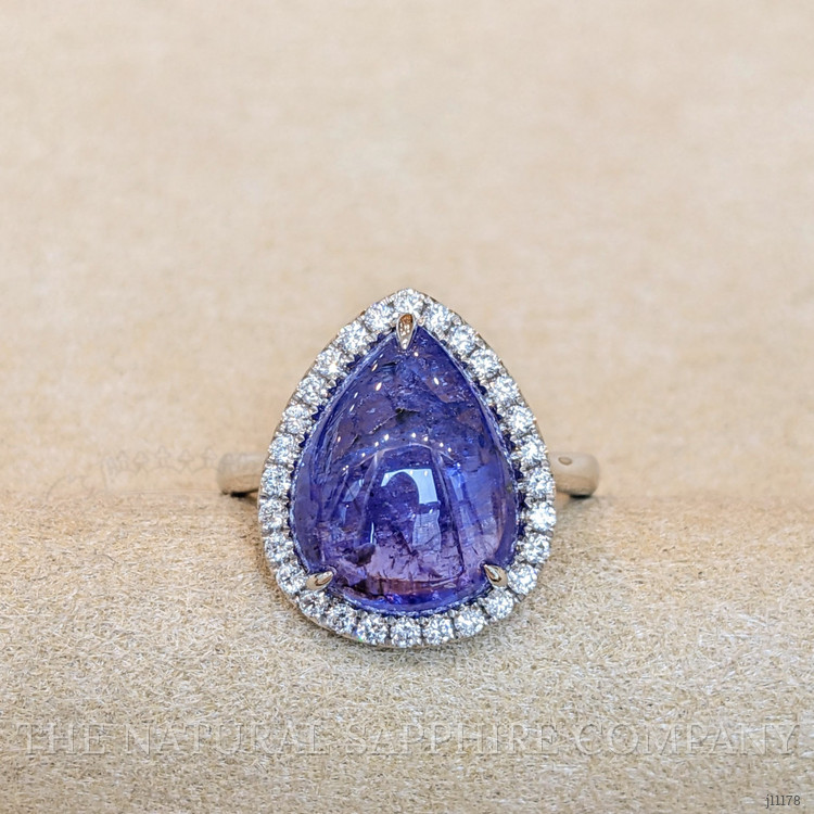 8.08 Ct. Tanzanite Natural Diamond Pave Ring, 14K White Gold