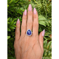 8.08 Ct. Tanzanite Natural Diamond Pave Ring, 14K White Gold Life Style