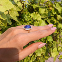 8.58 Ct. Tanzanite Natural Diamond Pave Ring, 14K Yellow Gold Life Style