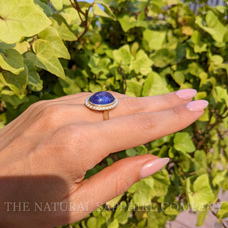 8.58 Ct. Tanzanite Natural Diamond Pave Ring, 14K Yellow Gold