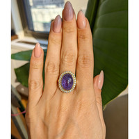 8.58 Ct. Tanzanite Natural Diamond Pave Ring, 14K Yellow Gold Life Style