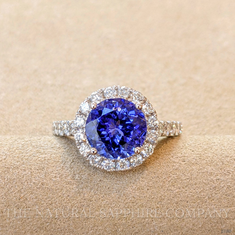 3.34 Ct. Tanzanite Natural Diamond Pave Ring, 18K White Gold