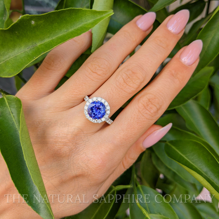 3.34 Ct. Tanzanite Natural Diamond Pave Ring, 18K White Gold