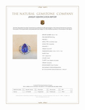 8.49 Ct. Violet Tanzanite and Natural Diamond Antique Style Ring, 14K White Gold Scan Report