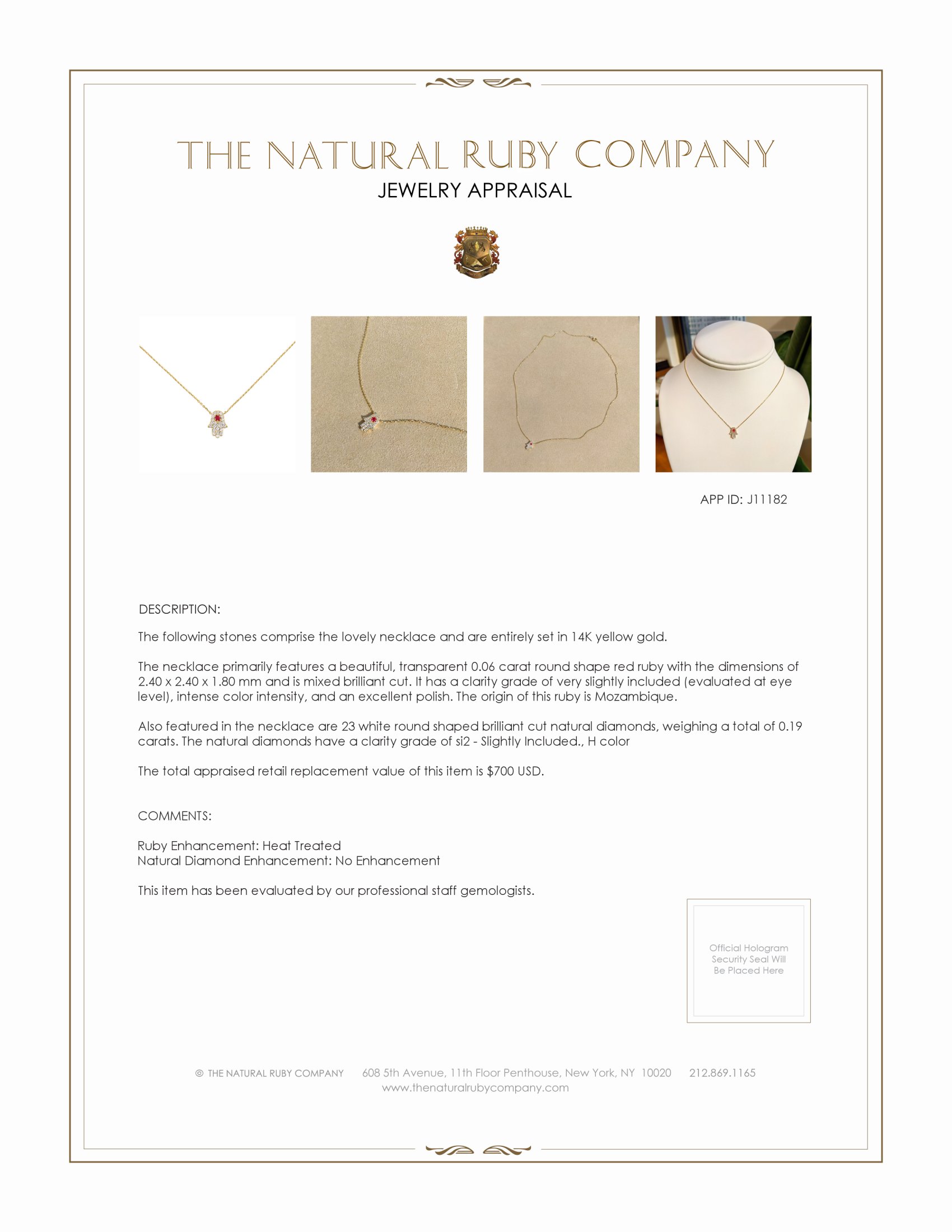 0.06 Ct. Ruby and Natural Diamond Pave Necklace, 14K Yellow Gold