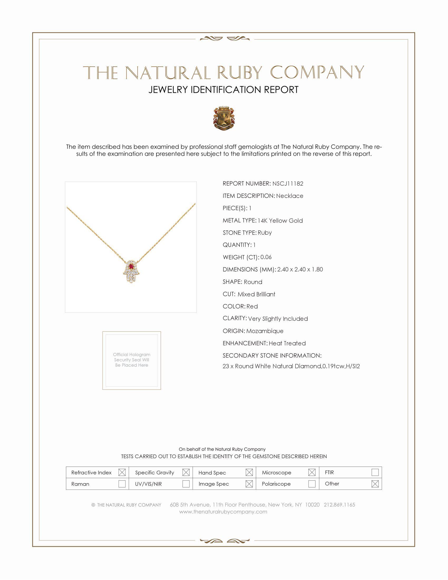 0.06 Ct. Ruby and Natural Diamond Pave Necklace, 14K Yellow Gold