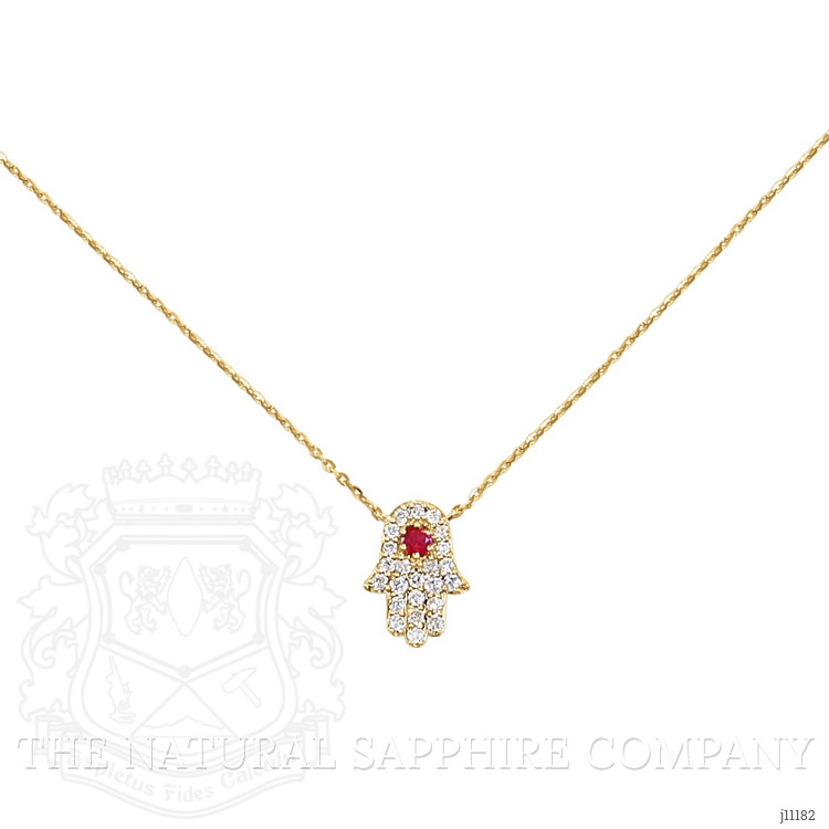 0.06 Ct. Ruby Natural Diamond Pave Necklace, 14K Yellow Gold