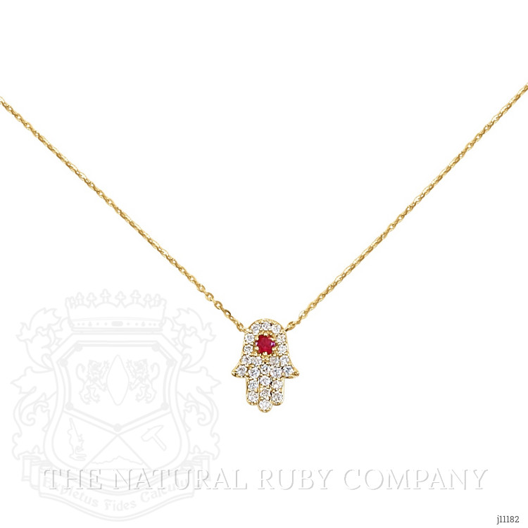 0.06 Ct. Ruby Natural Diamond Pave Necklace, 14K Yellow Gold