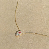 0.06 Ct. Ruby Natural Diamond Pave Necklace, 14K Yellow Gold Image