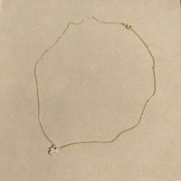 0.06 Ct. Ruby Natural Diamond Pave Necklace, 14K Yellow Gold Image