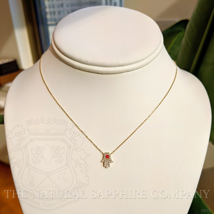 0.06 Ct. Ruby Natural Diamond Pave Necklace, 14K Yellow Gold