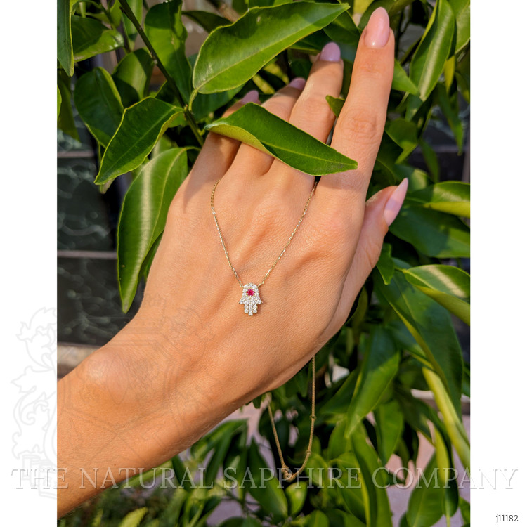 0.06 Ct. Ruby Natural Diamond Pave Necklace, 14K Yellow Gold