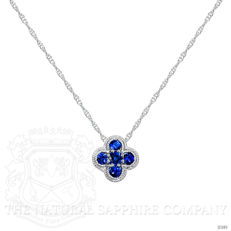 0.27 Ct. Blue Sapphire Bezel Pendant, 14K White Gold