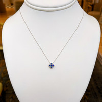 0.27 Ct. Blue Sapphire Bezel Pendant, 14K White Gold Image