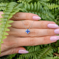 0.27 Ct. Blue Sapphire Bezel Pendant, 14K White Gold Life Style