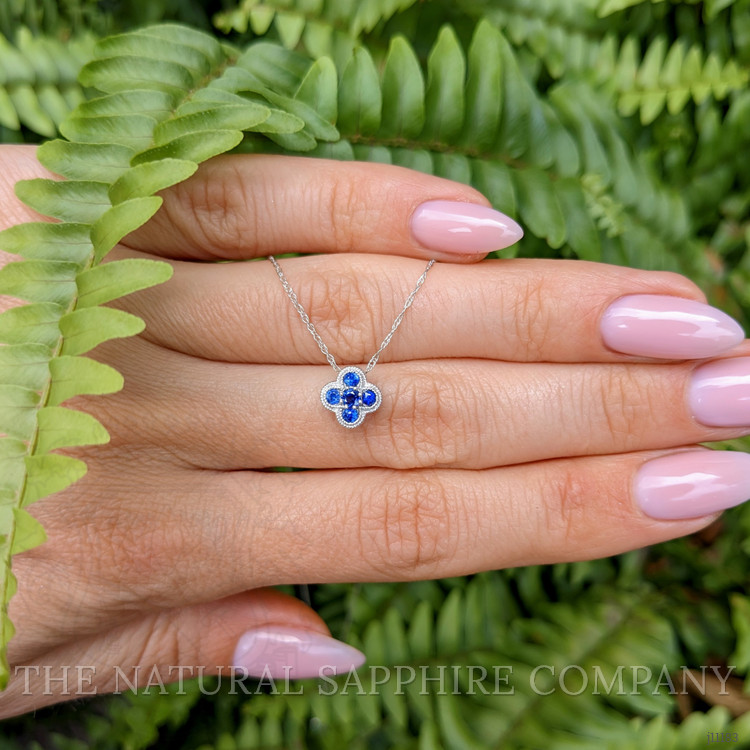 0.27 Ct. Blue Sapphire Bezel Pendant, 14K White Gold