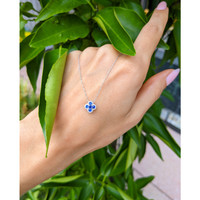 0.27 Ct. Blue Sapphire Bezel Pendant, 14K White Gold Life Style