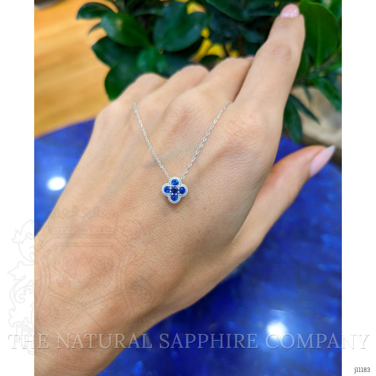 0.27 Ct. Blue Sapphire Bezel Pendant, 14K White Gold