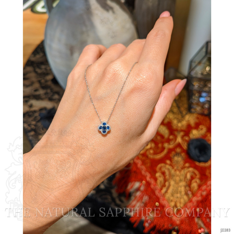 0.27 Ct. Blue Sapphire Bezel Pendant, 14K White Gold