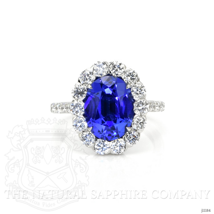 3.86 Ct. Tanzanite Natural Diamond Pave Ring, 18K White Gold