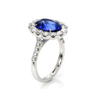 3.86 Ct. Tanzanite Natural Diamond Pave Ring, 18K White Gold Image