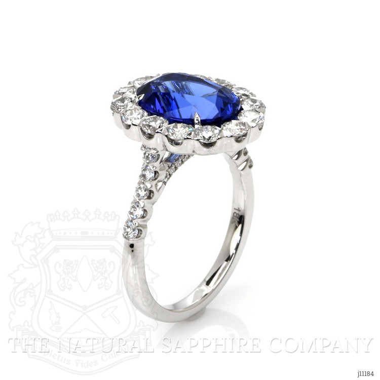 3.86 Ct. Tanzanite Natural Diamond Pave Ring, 18K White Gold